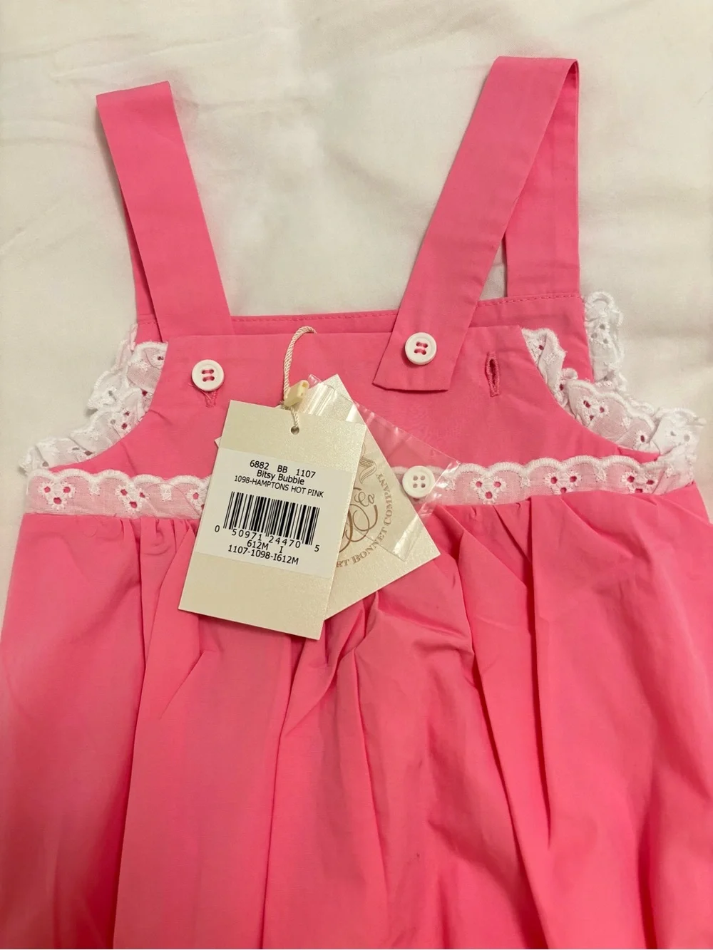 The Beaufort Bonnet Pink Bitsy Bubble 6-12M